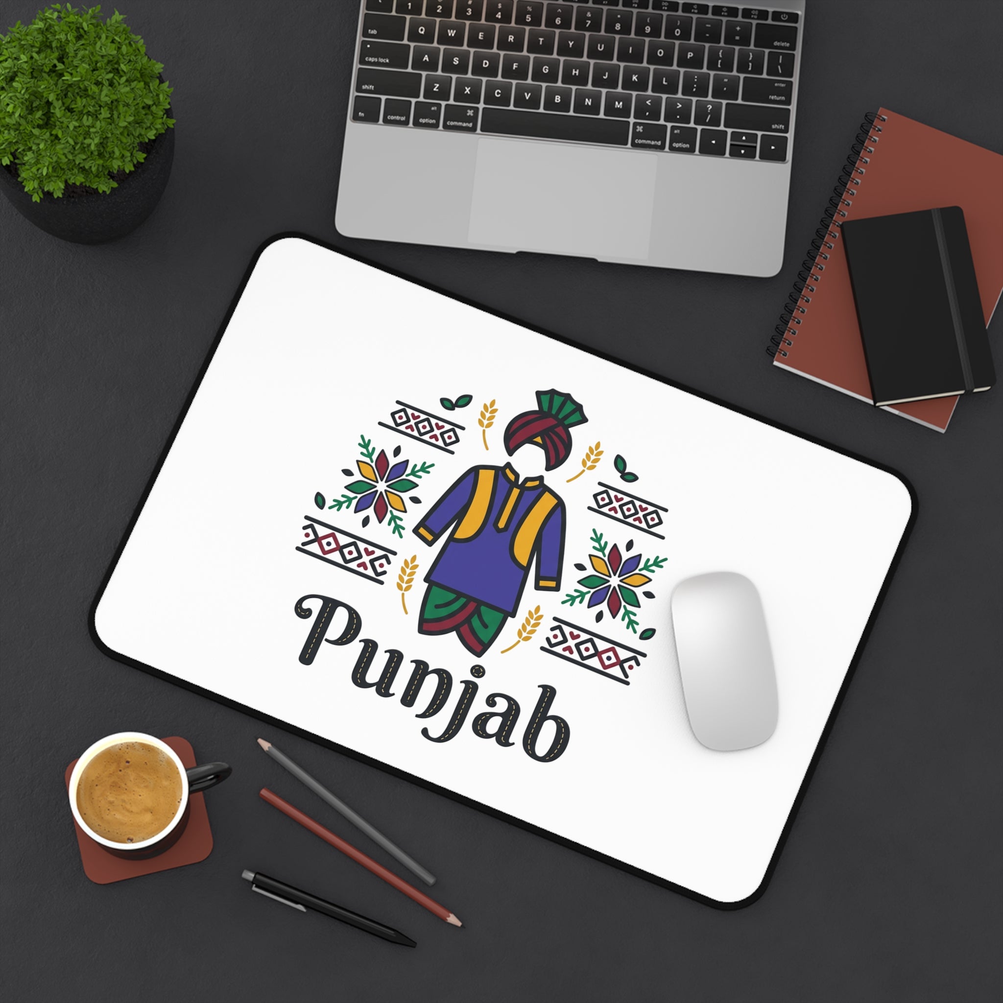 Punjab Desk Mat — Colorful Punjabi Folk Design Mouse Pad for Cultural Home Office