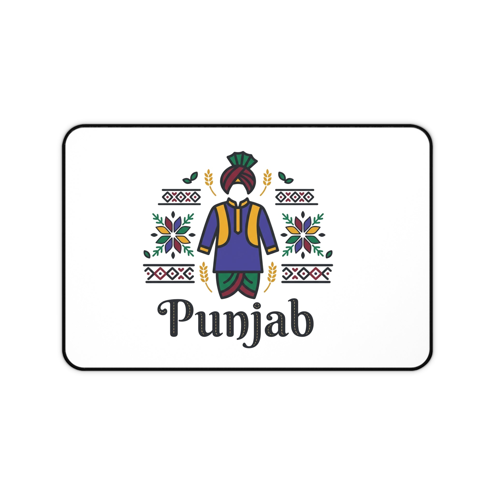 Punjab Desk Mat — Colorful Punjabi Folk Design Mouse Pad for Cultural Home Office